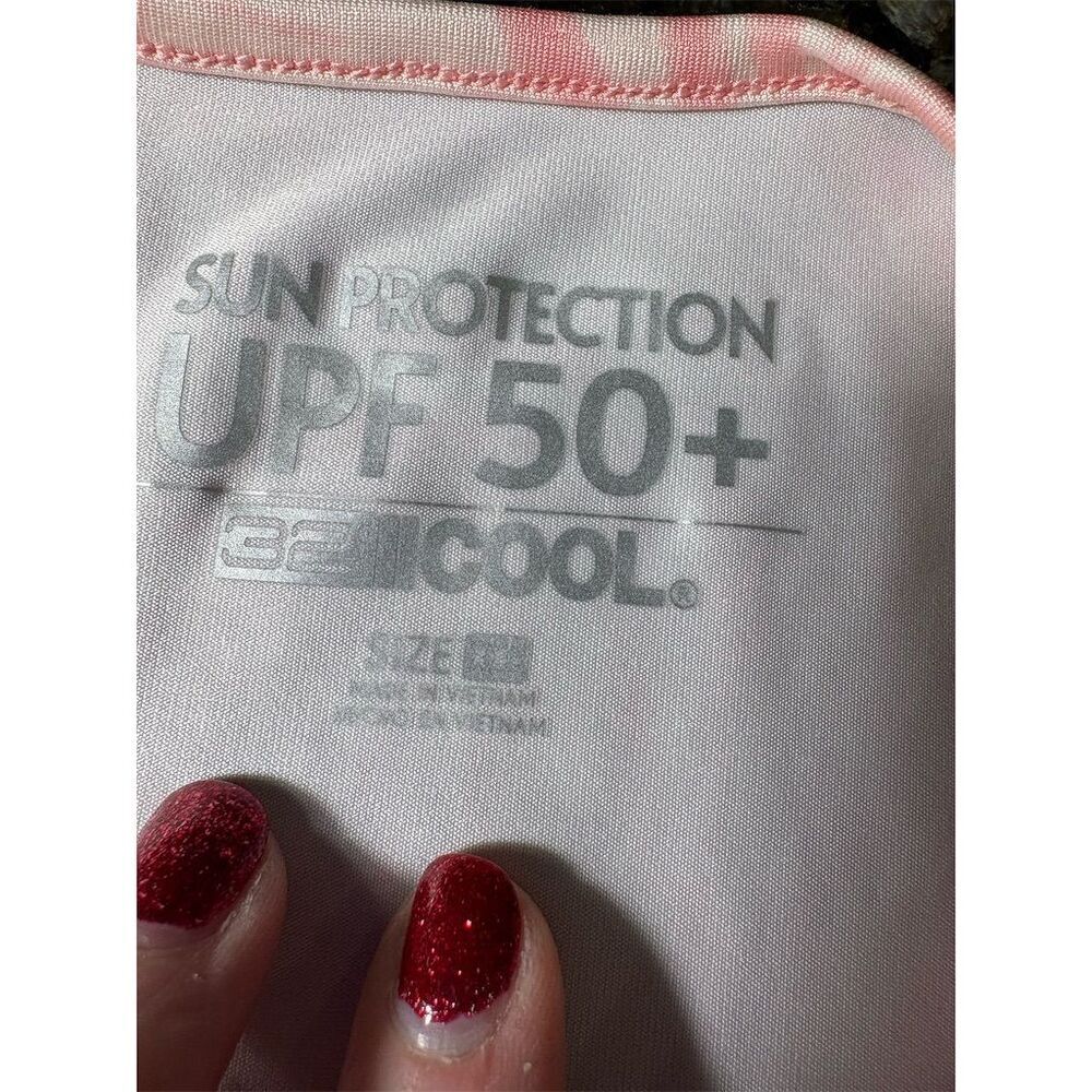 32 Degrees Women's Pink Palm Leaf Rash Guard Swim Top 2XL UPF 50+ - Picture 6 of 7
